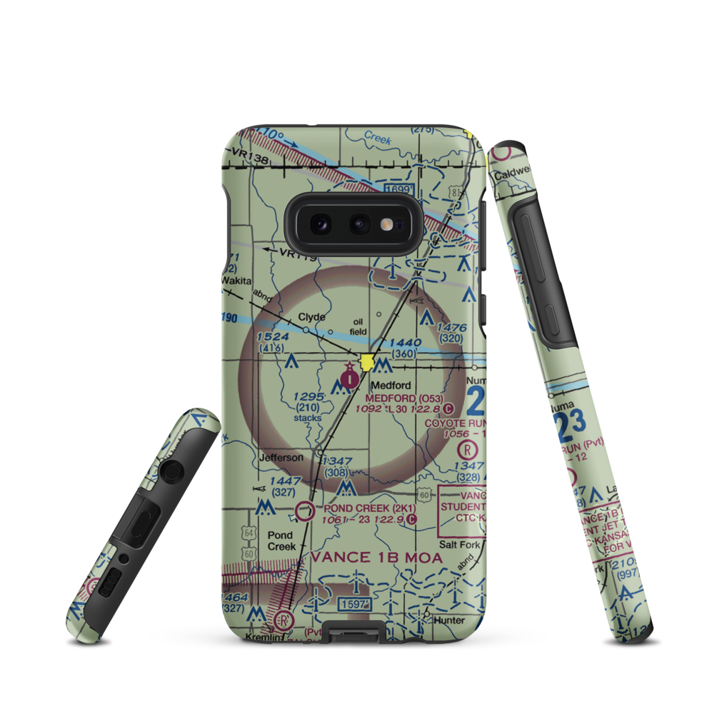 Medford Municipal Airport (O53) VFR Sectional Samsung Phone Case Samsung Galaxy S10e model shown