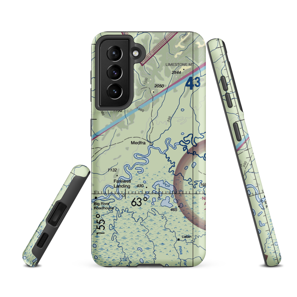 Medfra Airport (MDR) VFR Sectional Samsung Phone Case Samsung Galaxy S21 FE model shown