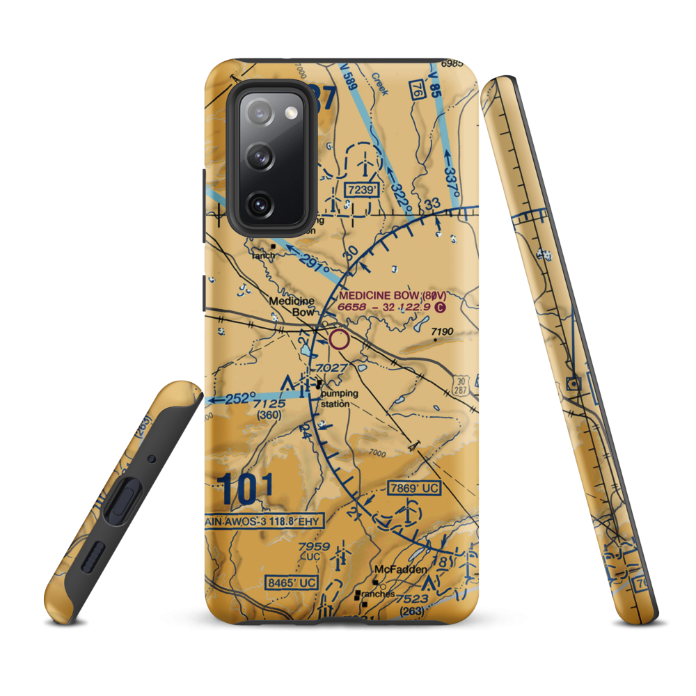 Medicine Bow Airport (80V) VFR Sectional Samsung Phone Case Samsung Galaxy S20 FE model shown