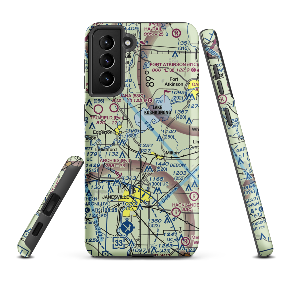 Meier Airport (WI99) VFR Sectional Samsung Phone Case Samsung Galaxy S21 Plus model shown