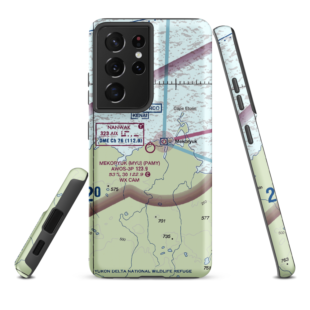 Mekoryuk Airport (MYU) VFR Sectional Samsung Phone Case Samsung Galaxy S21 Plus model shown