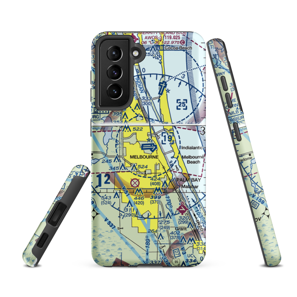 Melbourne International Airport (MLB) VFR Sectional Samsung Phone Case Samsung Galaxy S21 FE model shown