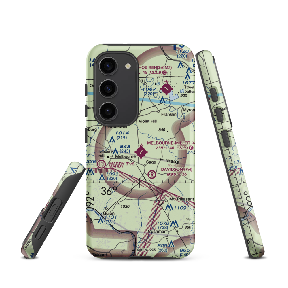 Melbourne Municipal John E Miller Field (42A) VFR Sectional Samsung Phone Case Samsung Galaxy S23 model shown