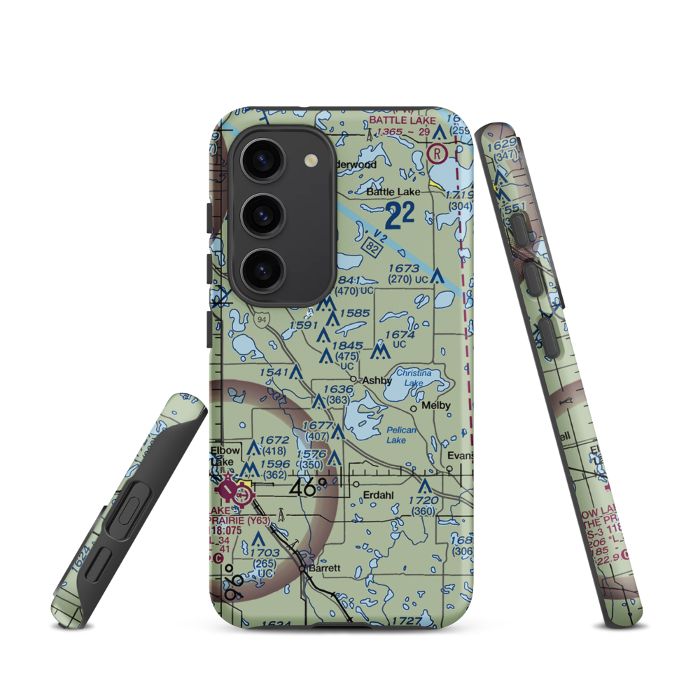 Melby Airport (13MN) VFR Sectional Samsung Phone Case Samsung Galaxy S23 model shown