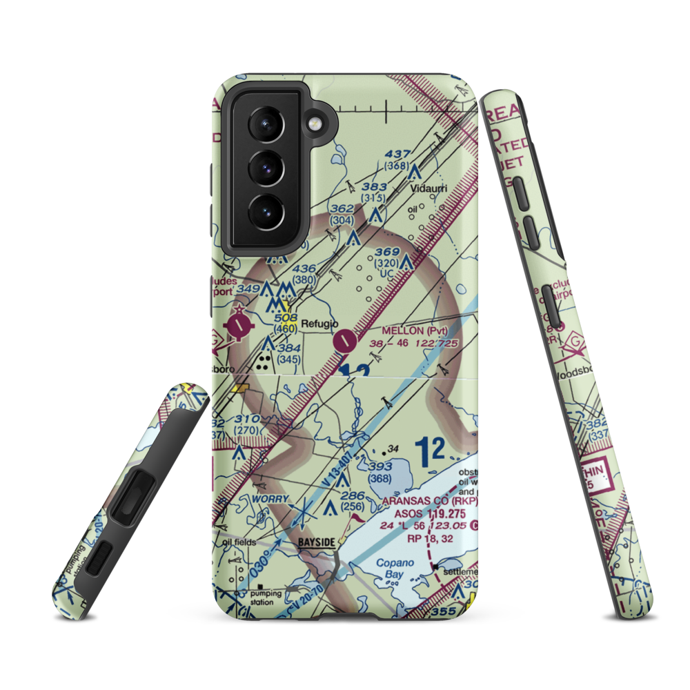 Mellon Ranch Airport (XS59) VFR Sectional Samsung Phone Case Samsung Galaxy S21 FE model shown