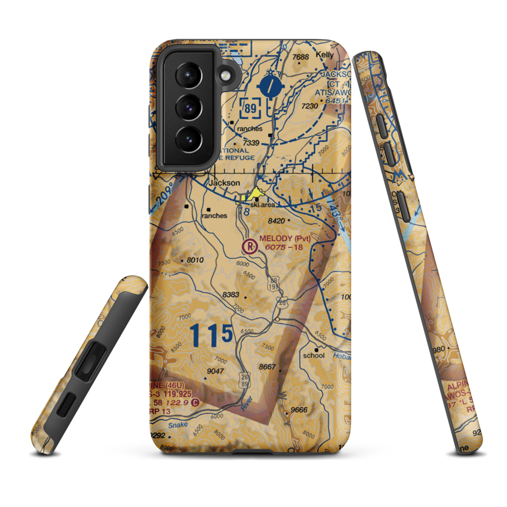 Melody Ranch Airport (WY31) VFR Sectional Samsung Phone Case Samsung Galaxy S21 Plus model shown