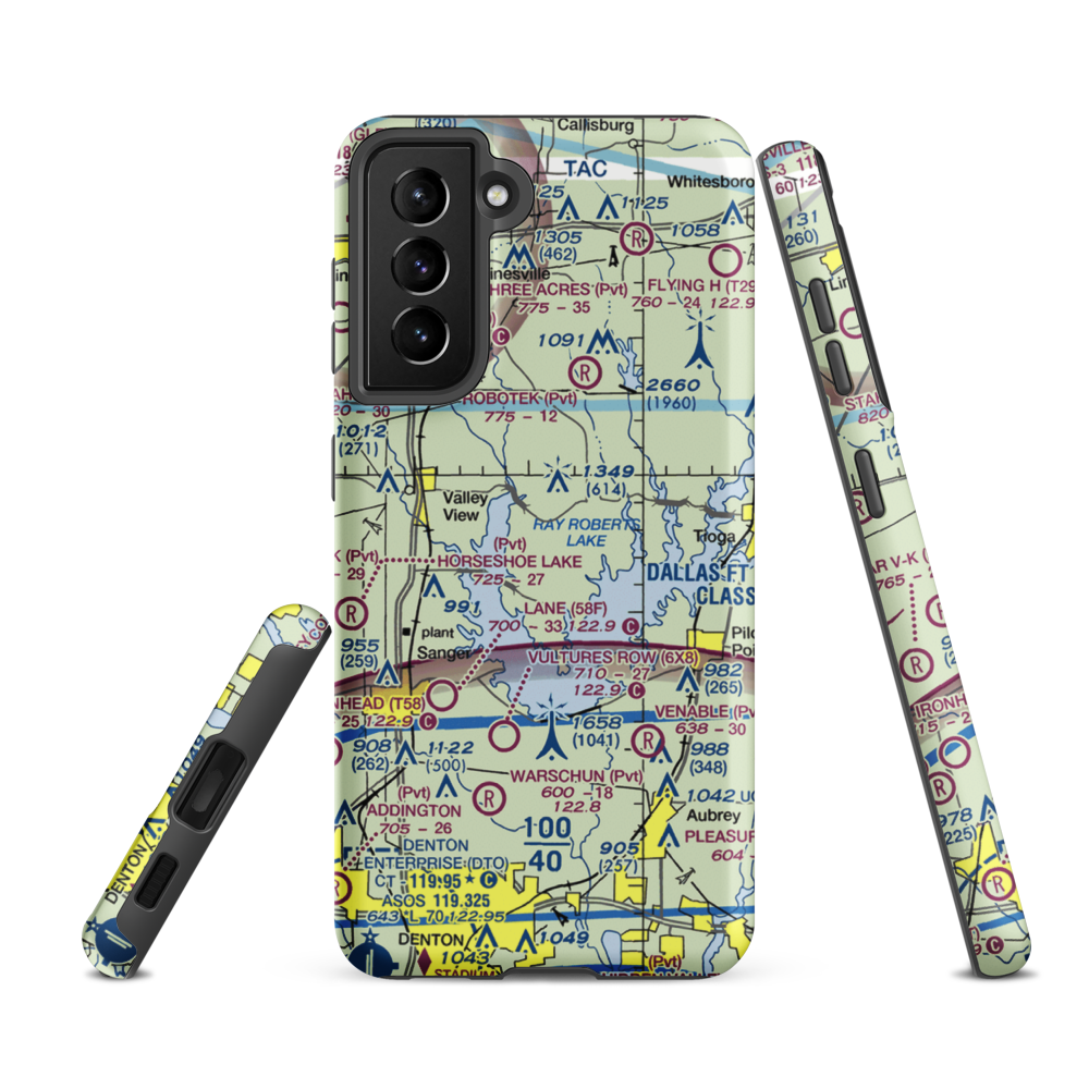 Melody Ranch Airport (XA78) VFR Sectional Samsung Phone Case Samsung Galaxy S21 FE model shown