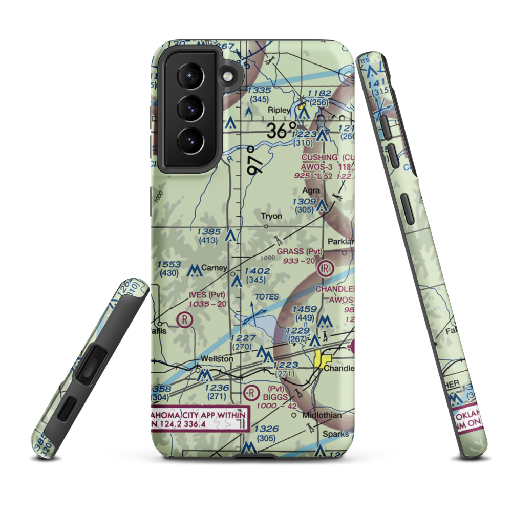 Melton Airport (US-0116) VFR Sectional Samsung Phone Case Samsung Galaxy S21 Plus model shown