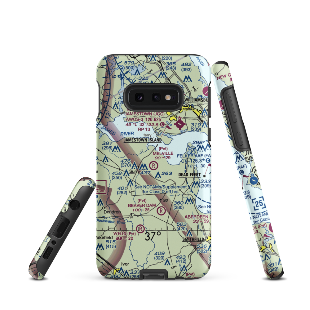 Melville Airstrip (2VA2) VFR Sectional Samsung Phone Case Samsung Galaxy S10 Plus model shown