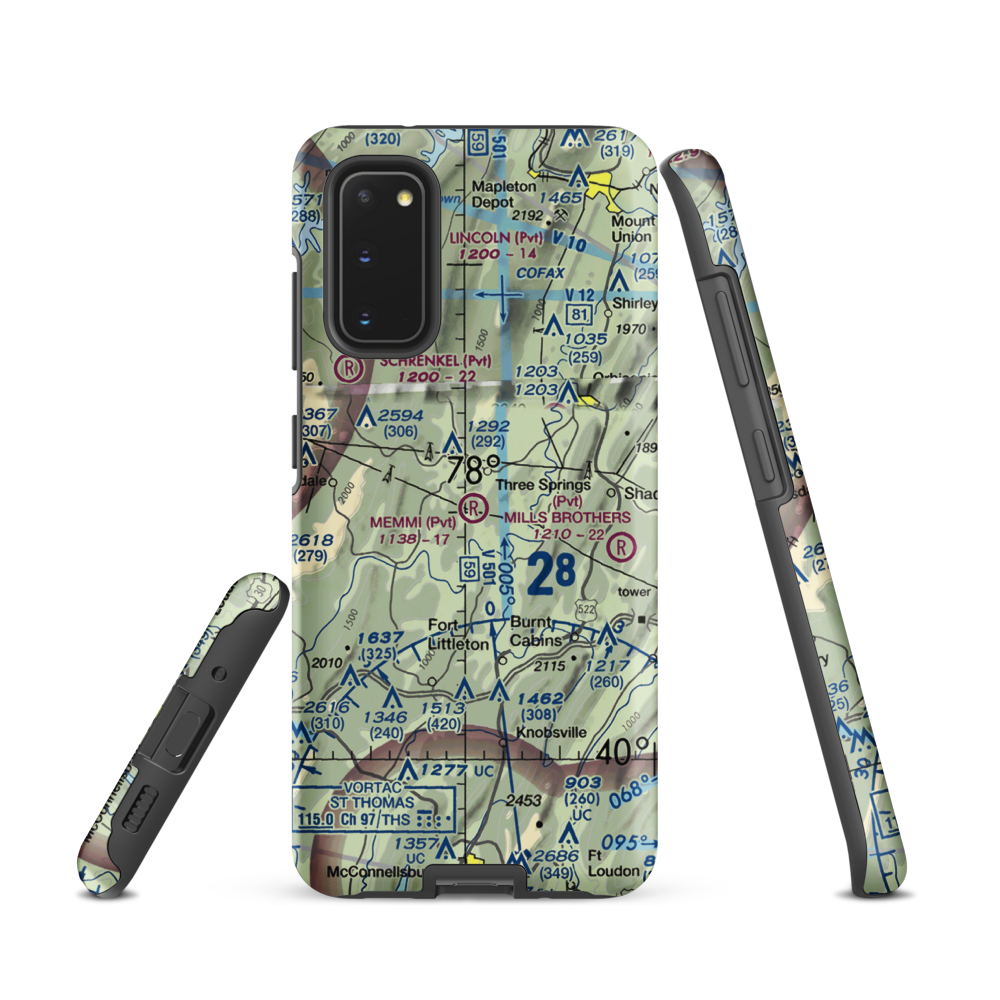 Memmi Airport (0PN6) VFR Sectional Samsung Phone Case Samsung Galaxy S20 model shown