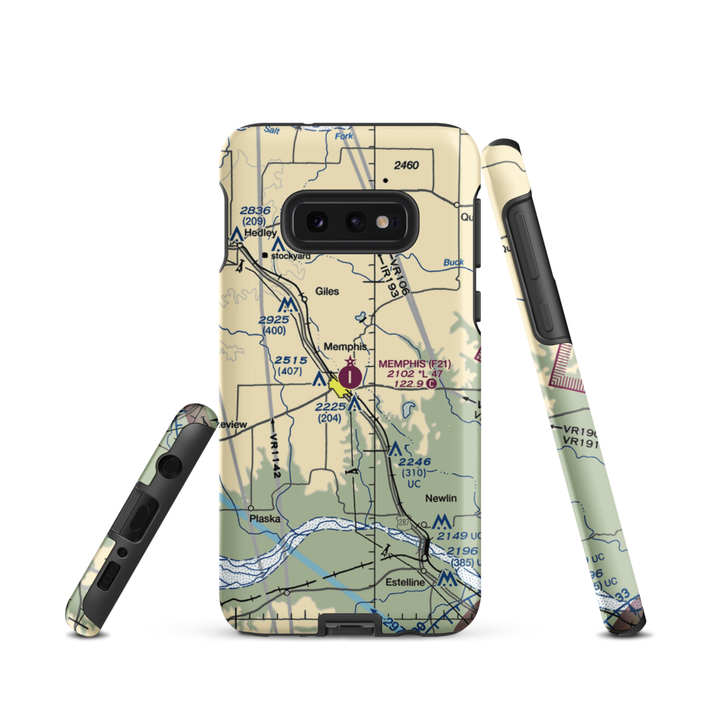 Memphis Municipal Airport (F21) VFR Sectional Samsung Phone Case Samsung Galaxy S10e model shown