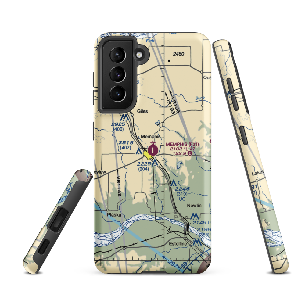 Memphis Municipal Airport (F21) VFR Sectional Samsung Phone Case Samsung Galaxy S21 Ultra model shown