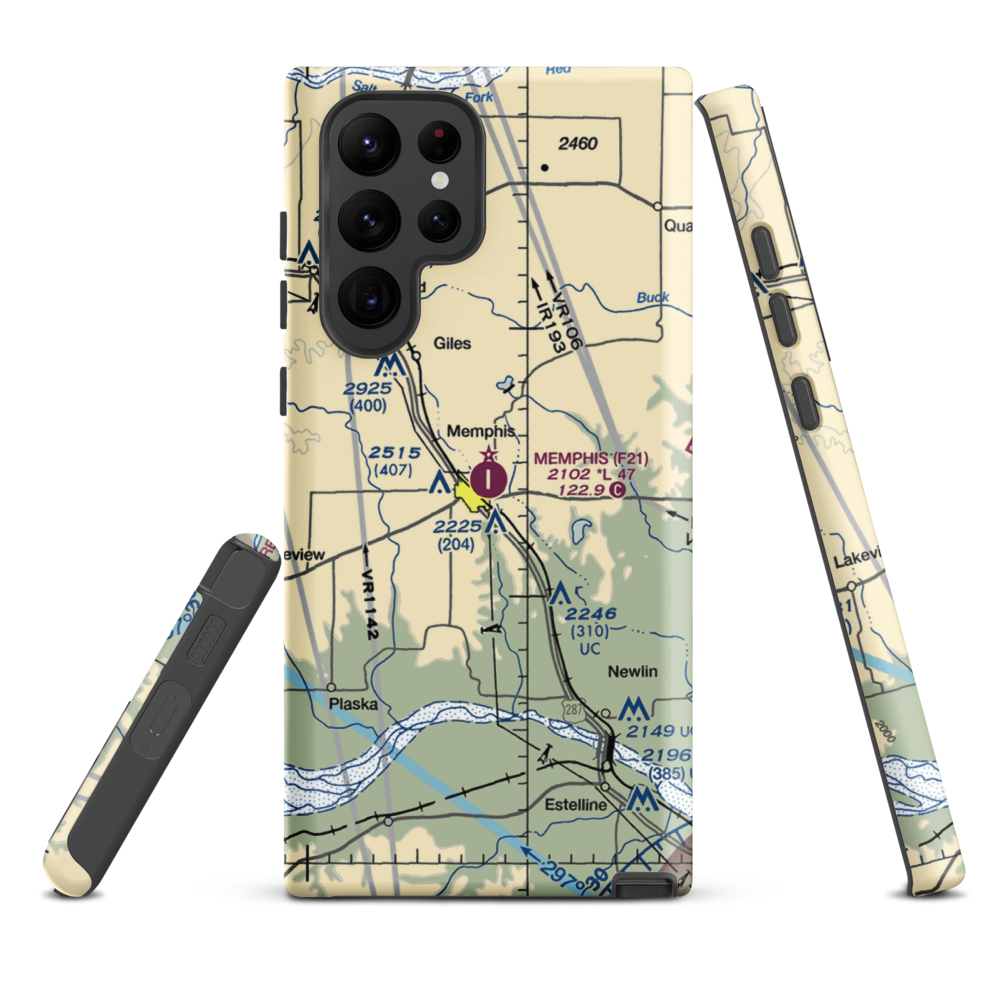 Memphis Municipal Airport (F21) VFR Sectional Samsung Phone Case Samsung Galaxy S22 Ultra model shown