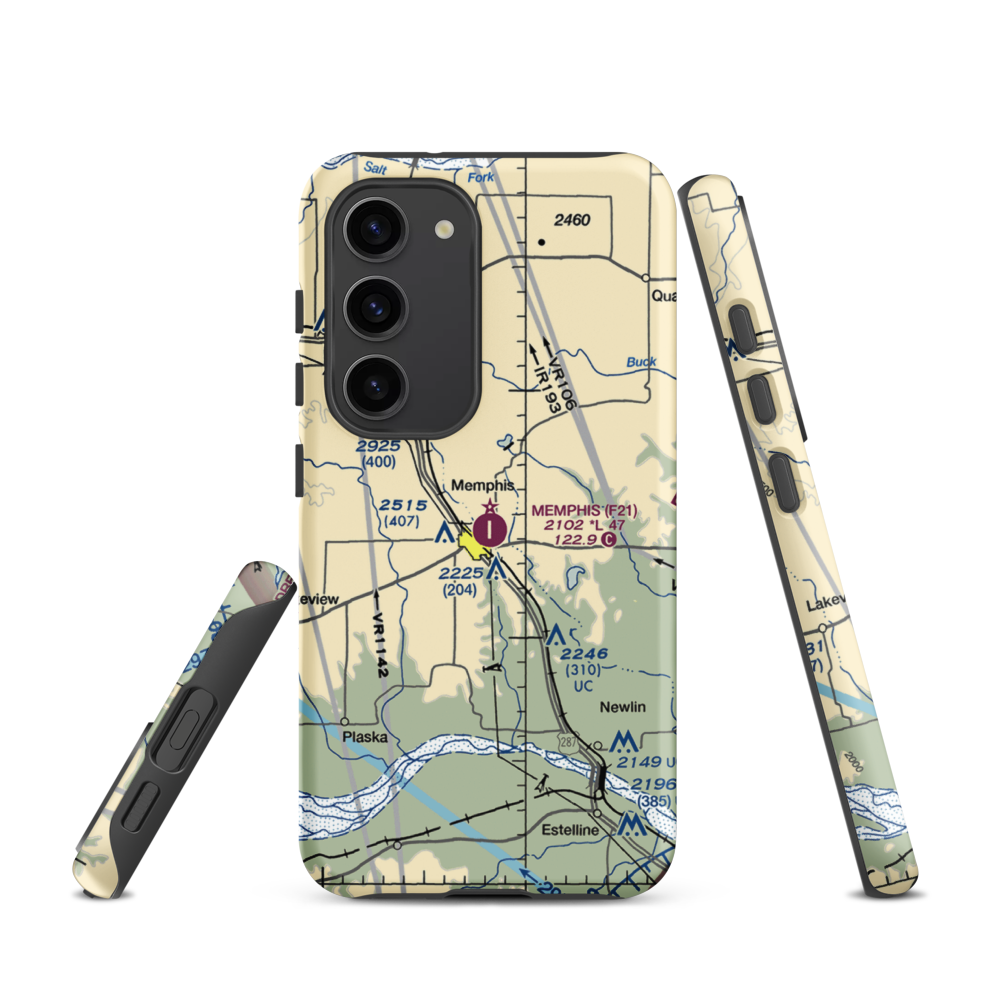 Memphis Municipal Airport (F21) VFR Sectional Samsung Phone Case Samsung Galaxy S23 model shown