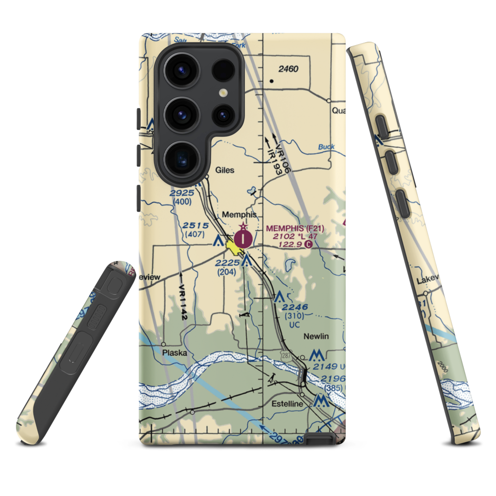 Memphis Municipal Airport (F21) VFR Sectional Samsung Phone Case Samsung Galaxy S23 Ultra model shown