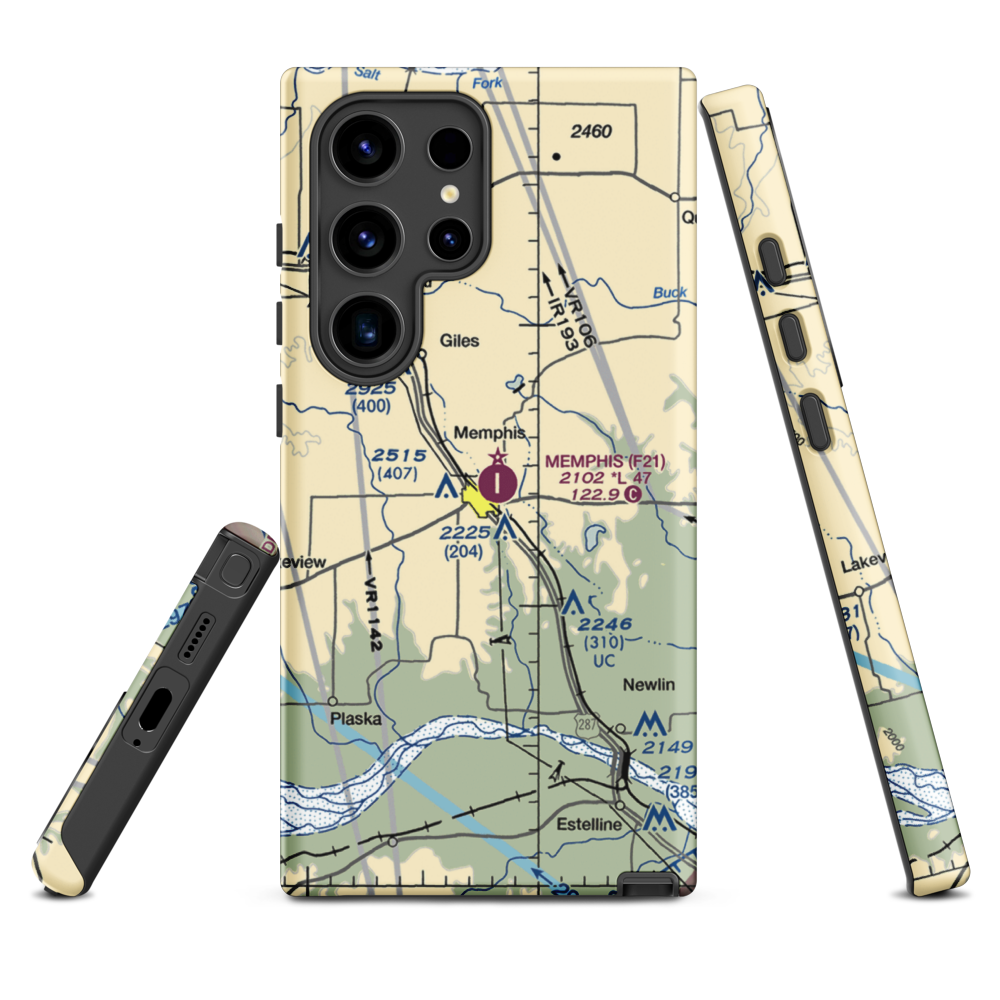 Memphis Municipal Airport (F21) VFR Sectional Samsung Phone Case Samsung Galaxy S24 Ultra model shown