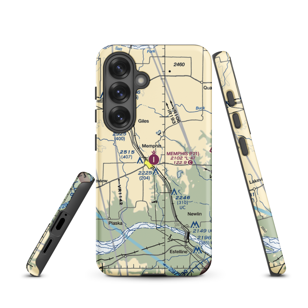 Memphis Municipal Airport (F21) VFR Sectional Samsung Phone Case Samsung Galaxy S25 model shown