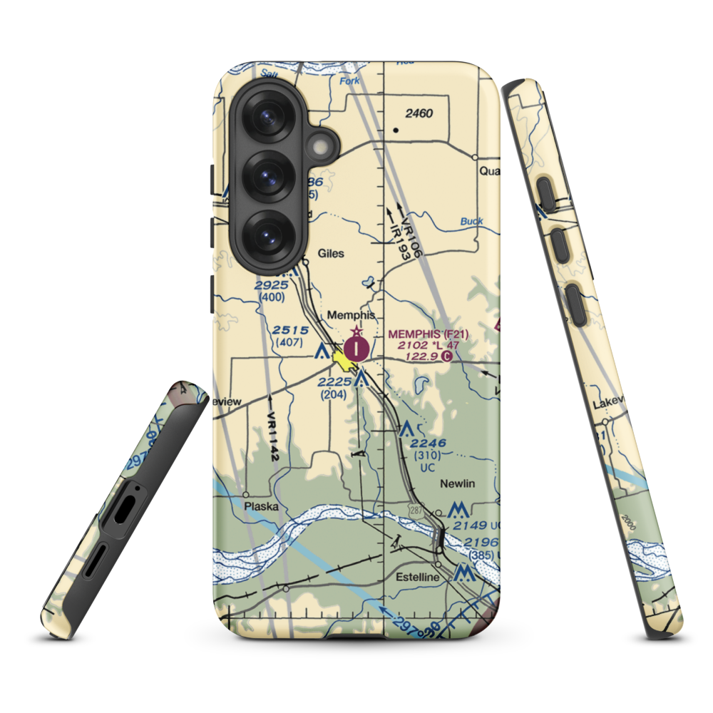 Memphis Municipal Airport (F21) VFR Sectional Samsung Phone Case Samsung Galaxy S25 Plus model shown