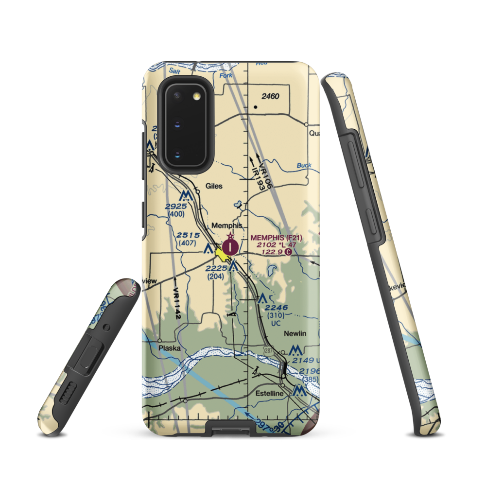 Memphis Municipal Airport (F21) VFR Sectional Samsung Phone Case Samsung Galaxy S20 model shown