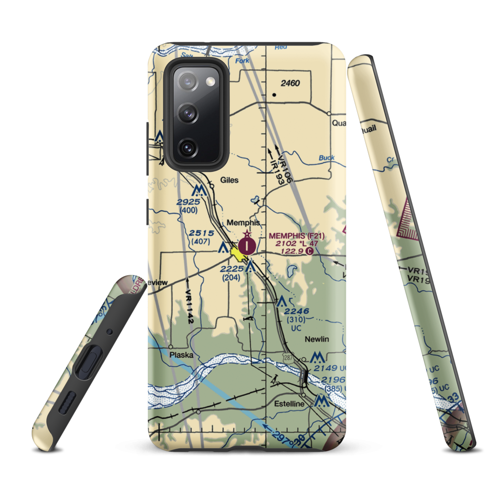 Memphis Municipal Airport (F21) VFR Sectional Samsung Phone Case Samsung Galaxy S20 FE model shown