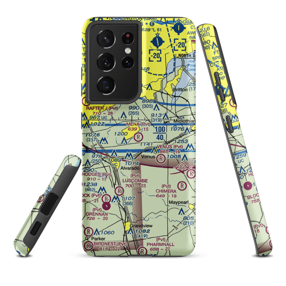 Mena Airport (85TA) VFR Sectional Samsung Phone Case Samsung Galaxy S21 Ultra model shown