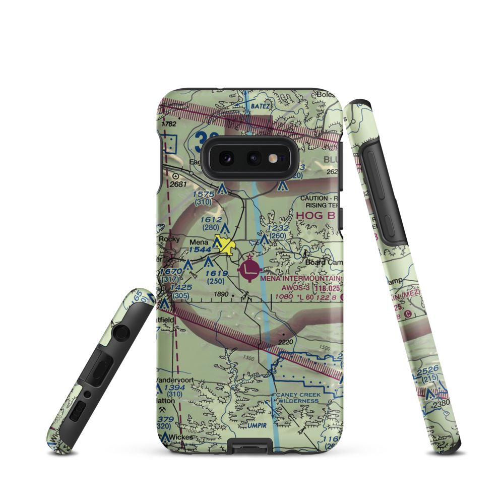 Mena Intermountain Municipal Airport (MEZ) VFR Sectional Samsung Phone Case Samsung Galaxy S10 Plus model shown