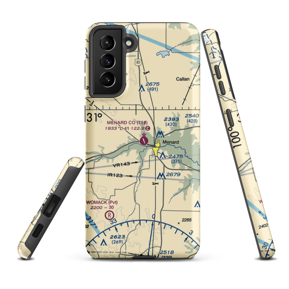 Menard County Airport (T50) VFR Sectional Samsung Phone Case Samsung Galaxy S21 Plus model shown