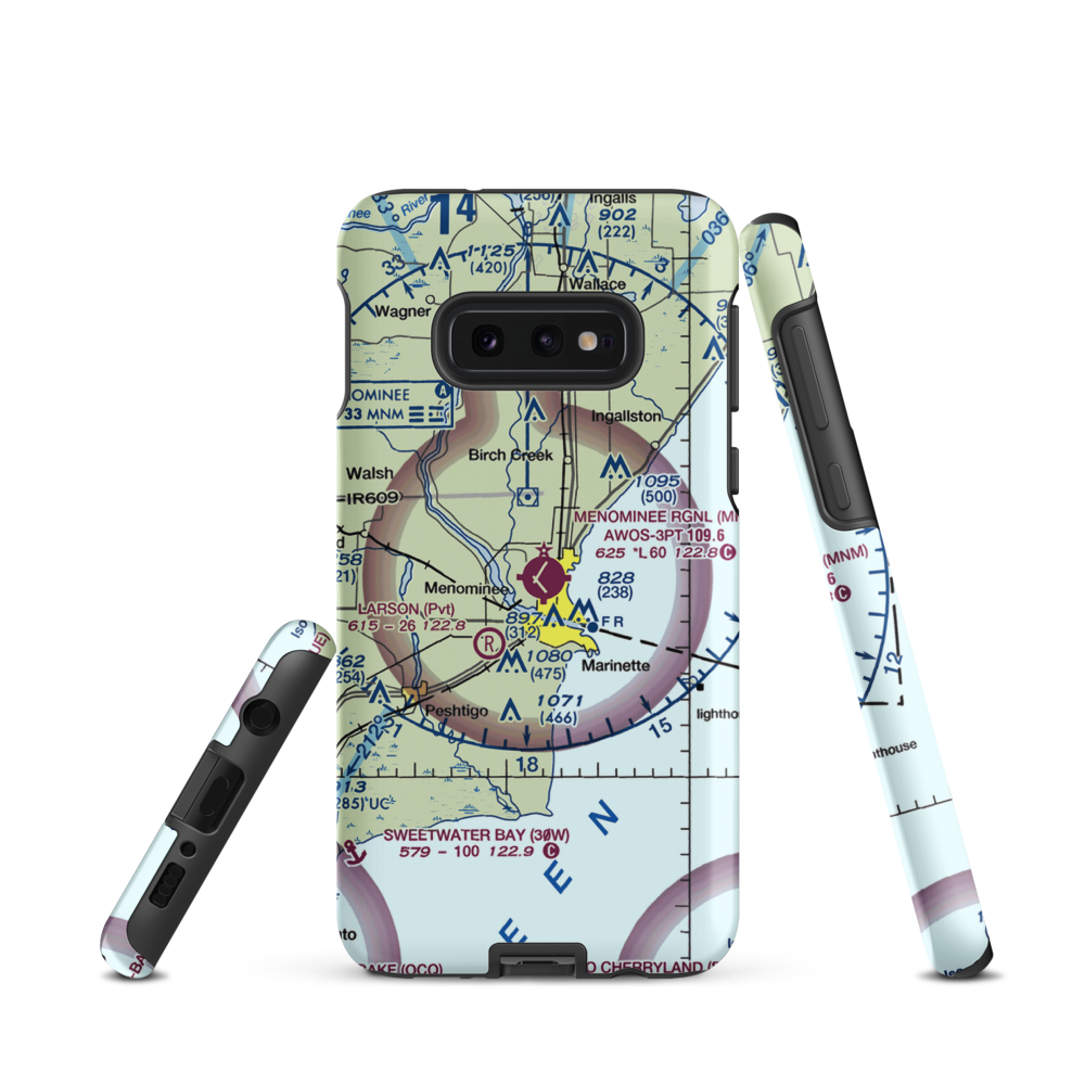 Menominee Regional Airport (MNM) VFR Sectional Samsung Phone Case Samsung Galaxy S10 Plus model shown