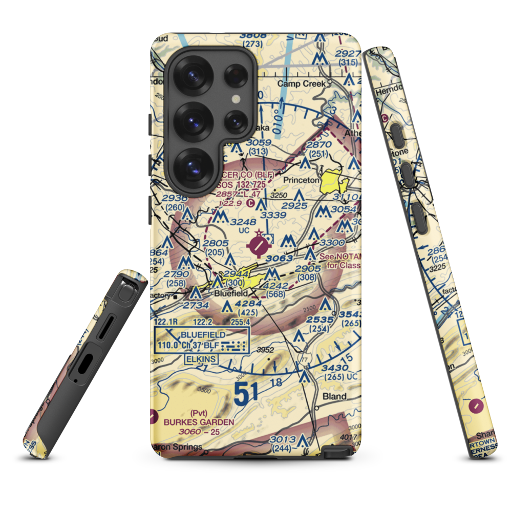 Mercer County Airport (BLF) VFR Sectional Samsung Phone Case Samsung Galaxy S25 Ultra model shown