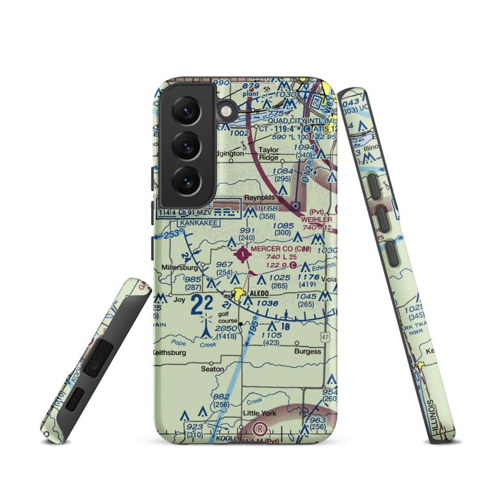 Mercer County Airport (C00) VFR Sectional Samsung Phone Case Samsung Galaxy S22 model shown