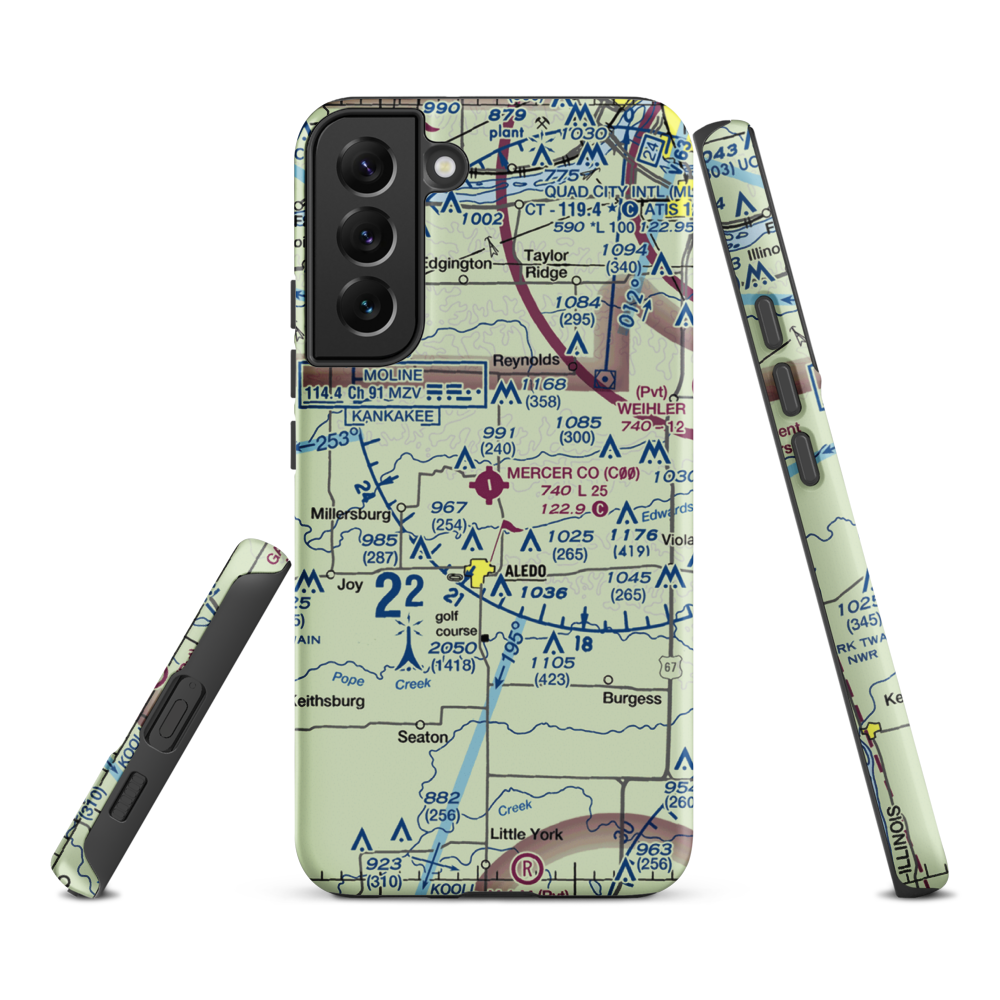 Mercer County Airport (C00) VFR Sectional Samsung Phone Case Samsung Galaxy S22 Plus model shown