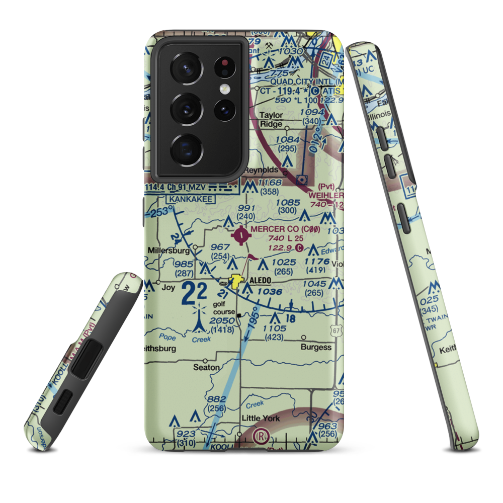 Mercer County Airport (C00) VFR Sectional Samsung Phone Case Samsung Galaxy S21 Plus model shown