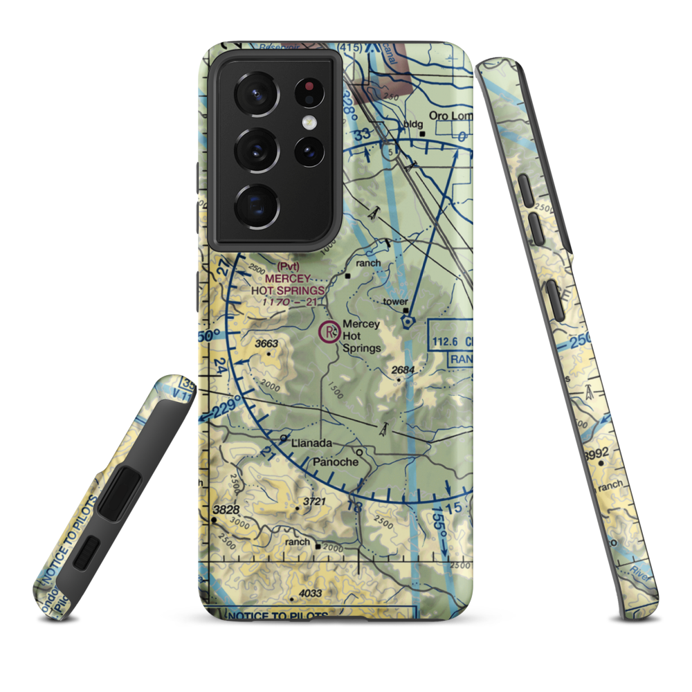 Mercey Hot Springs Airport (CN22) VFR Sectional Samsung Phone Case Samsung Galaxy S21 Ultra model shown