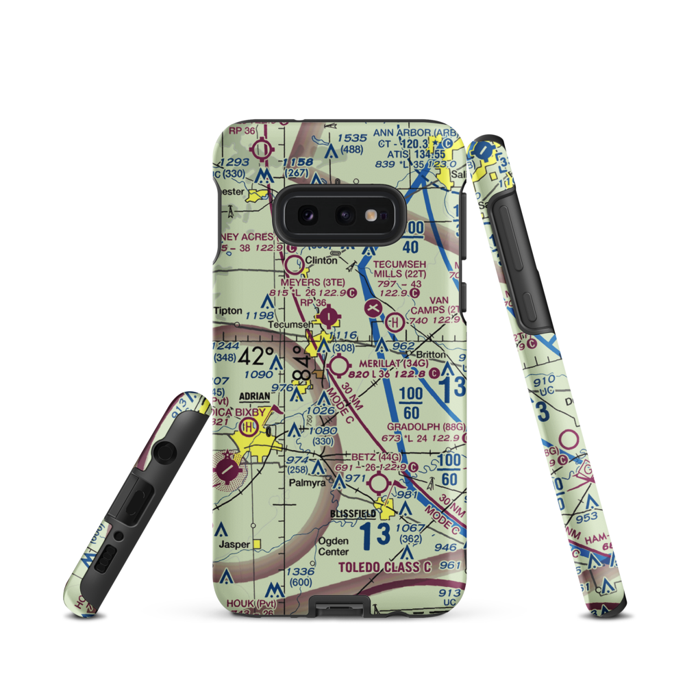 Merillat Airport (34G) VFR Sectional Samsung Phone Case Samsung Galaxy S10 Plus model shown