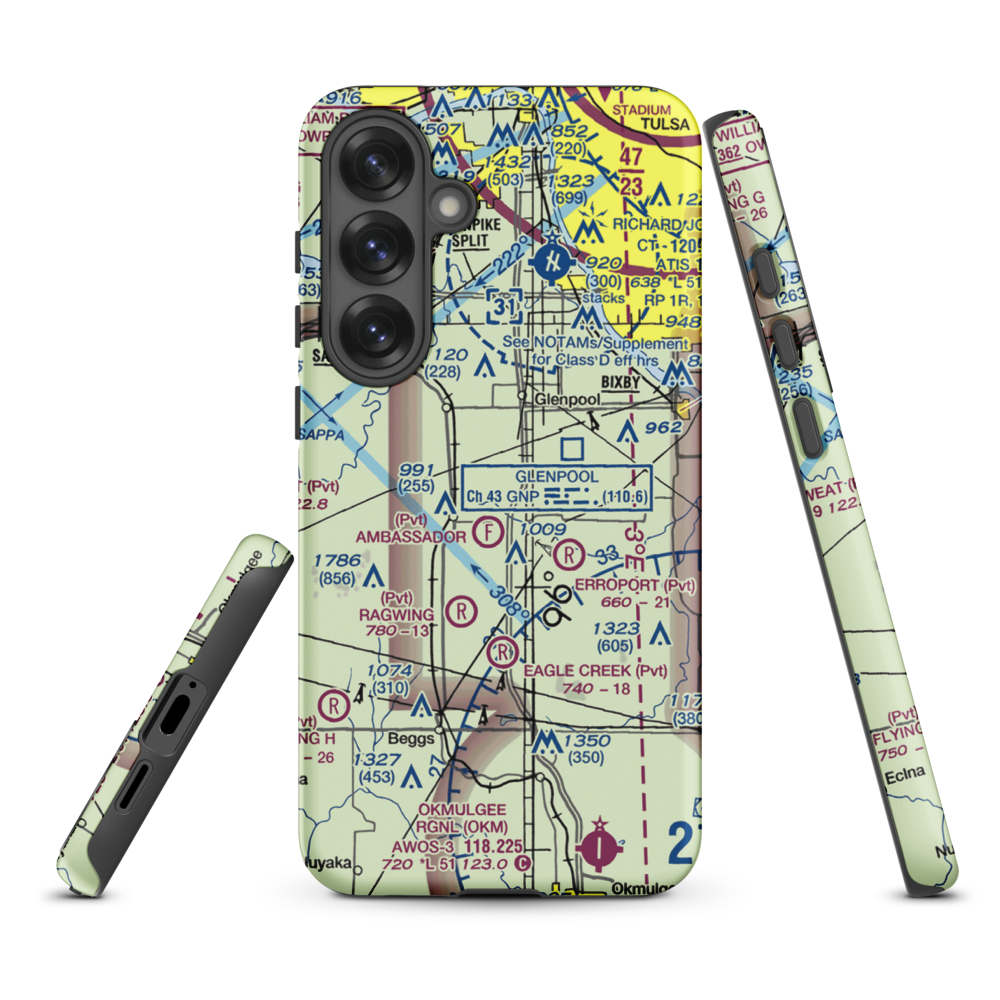 Merrill Ranch Ultralight Flightpark (01OK) VFR Sectional Samsung Phone Case Samsung Galaxy S25 Plus model shown