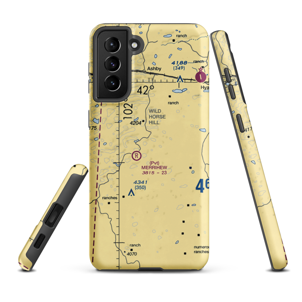 Merry Airport (0NE2) VFR Sectional Samsung Phone Case Samsung Galaxy S21 Plus model shown