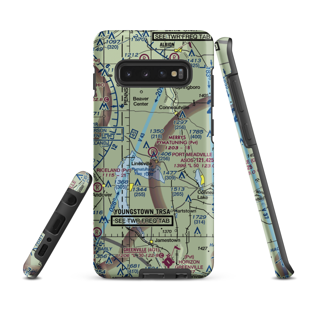 Merrys Pymatuning Airport (PA01) VFR Sectional Samsung Phone Case Samsung Galaxy S10 Plus model shown