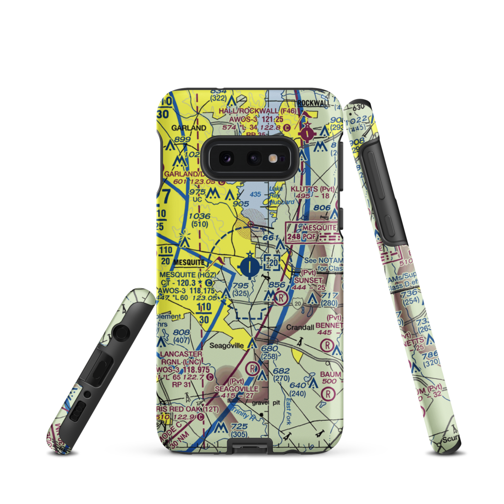 Mesquite Metro Airport (HQZ) VFR Sectional Samsung Phone Case Samsung Galaxy S10e model shown
