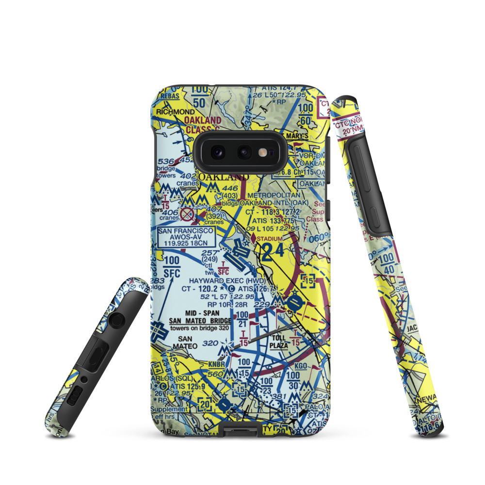 Metropolitan Oakland International Airport (OAK) VFR Sectional Samsung Phone Case Samsung Galaxy S10e model shown