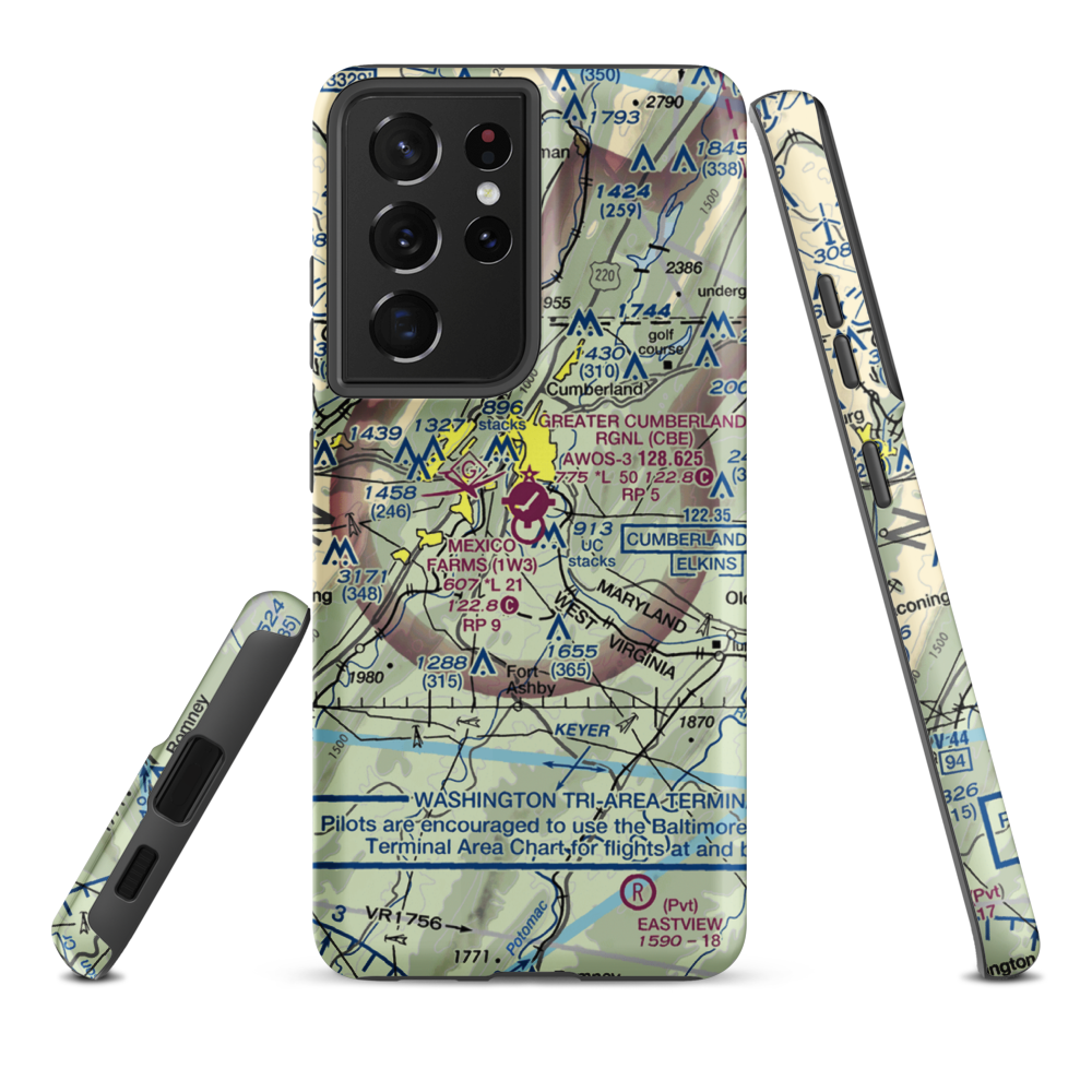 Mexico Farms Airport (1W3) VFR Sectional Samsung Phone Case Samsung Galaxy S21 Ultra model shown