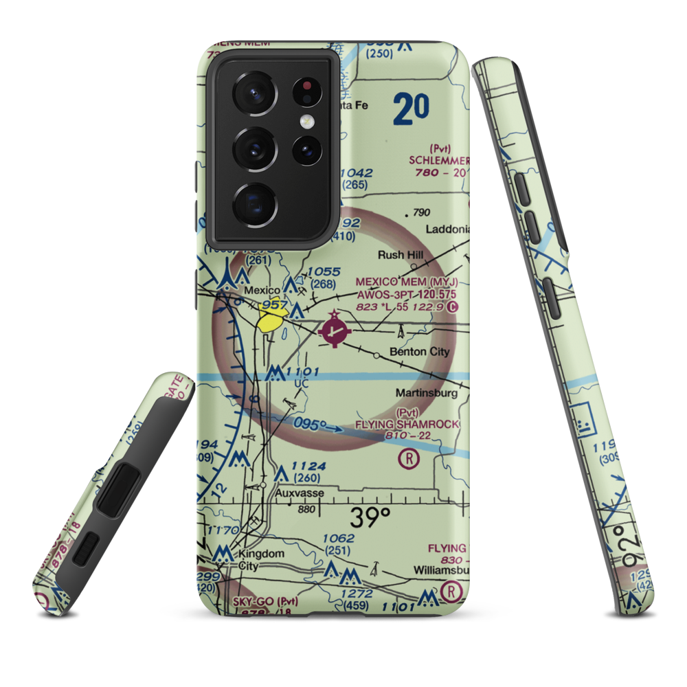 Mexico Memorial Airport (MYJ) VFR Sectional Samsung Phone Case Samsung Galaxy S21 Plus model shown