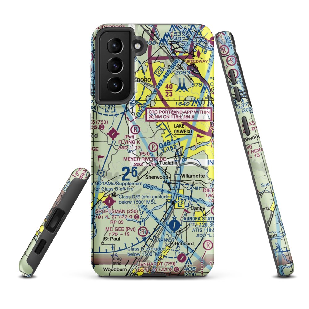 Meyer Riverside Airpark (OG34) VFR Sectional Samsung Phone Case Samsung Galaxy S21 Plus model shown
