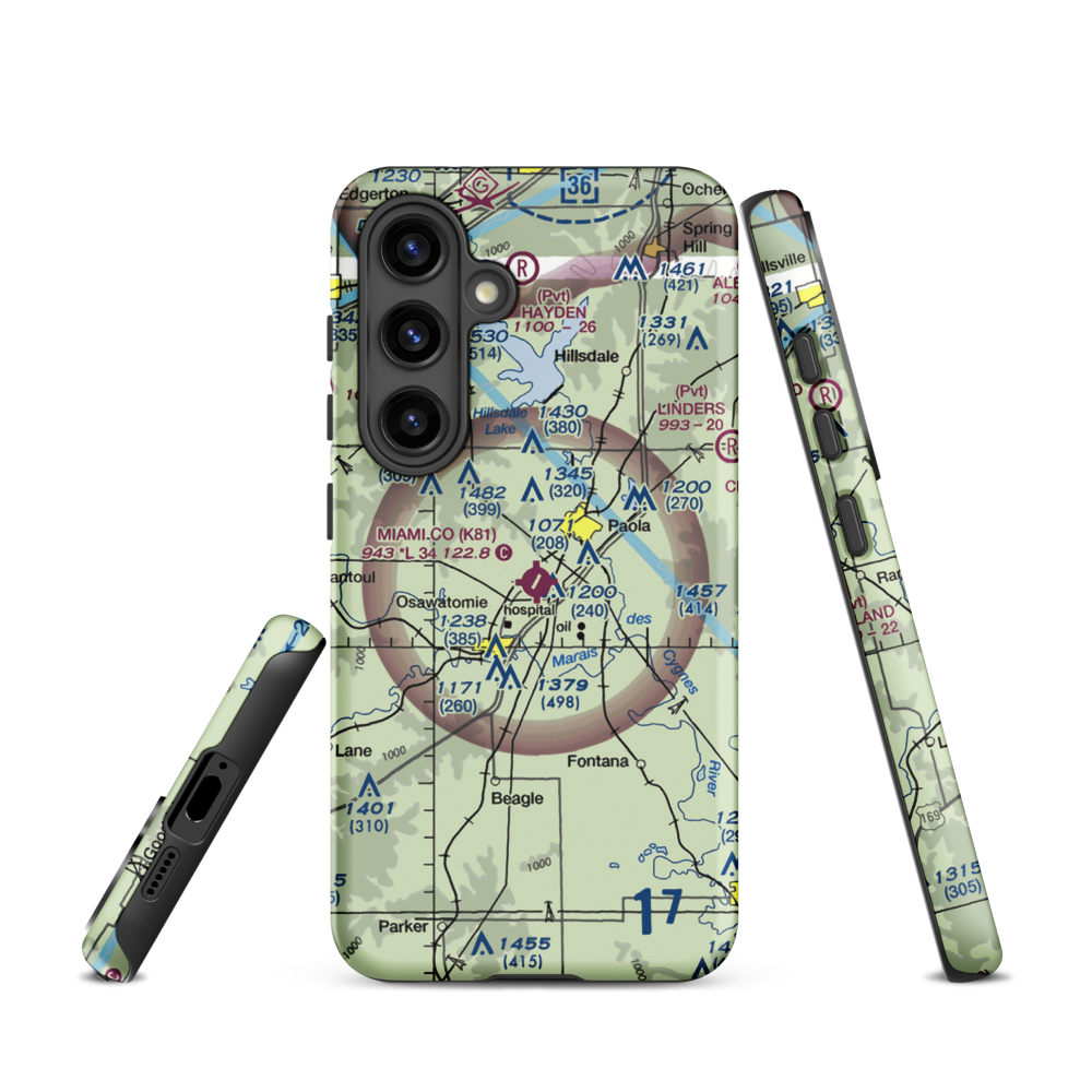 Miami County Airport (K81) VFR Sectional Samsung Phone Case Samsung Galaxy S24 model shown
