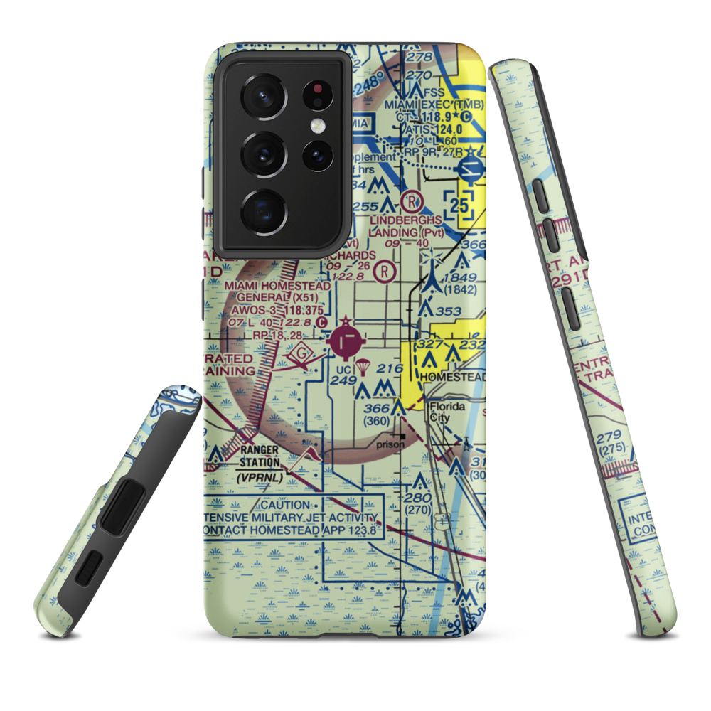 Miami Homestead General Aviation Airport (X51) VFR Sectional Samsung Phone Case Samsung Galaxy S21 Plus model shown