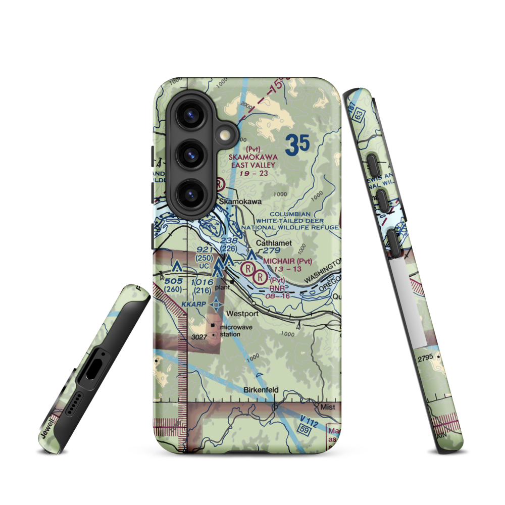 Michair Airport (WT44) VFR Sectional Samsung Phone Case Samsung Galaxy S24 model shown