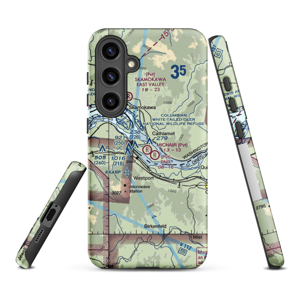 Michair Airport (WT44) VFR Sectional Samsung Phone Case Samsung Galaxy S24 Plus model shown