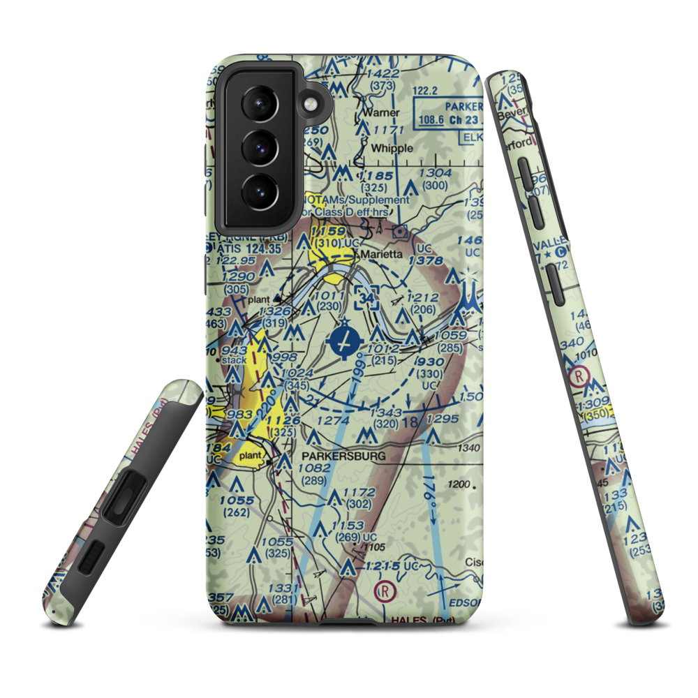 Mid Ohio Valley Regional Airport (PKB) VFR Sectional Samsung Phone Case Samsung Galaxy S21 Plus model shown