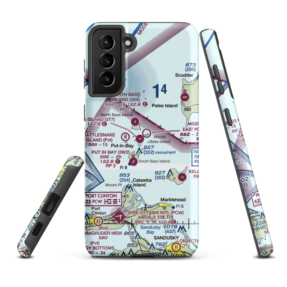 Middle Bass Island Airport (3T7) VFR Sectional Samsung Phone Case Samsung Galaxy S21 Plus model shown