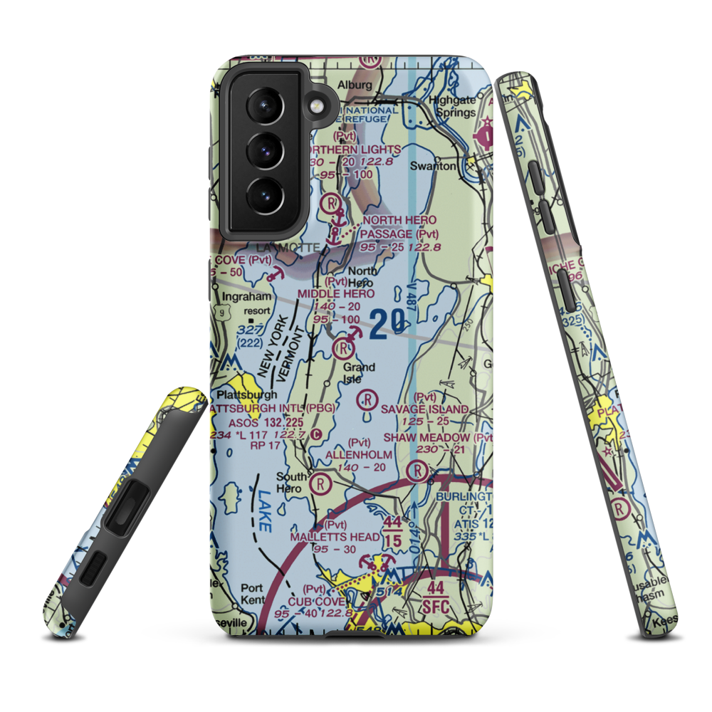 Middle Hero Seaplane Base (29VT) VFR Sectional Samsung Phone Case Samsung Galaxy S21 FE model shown