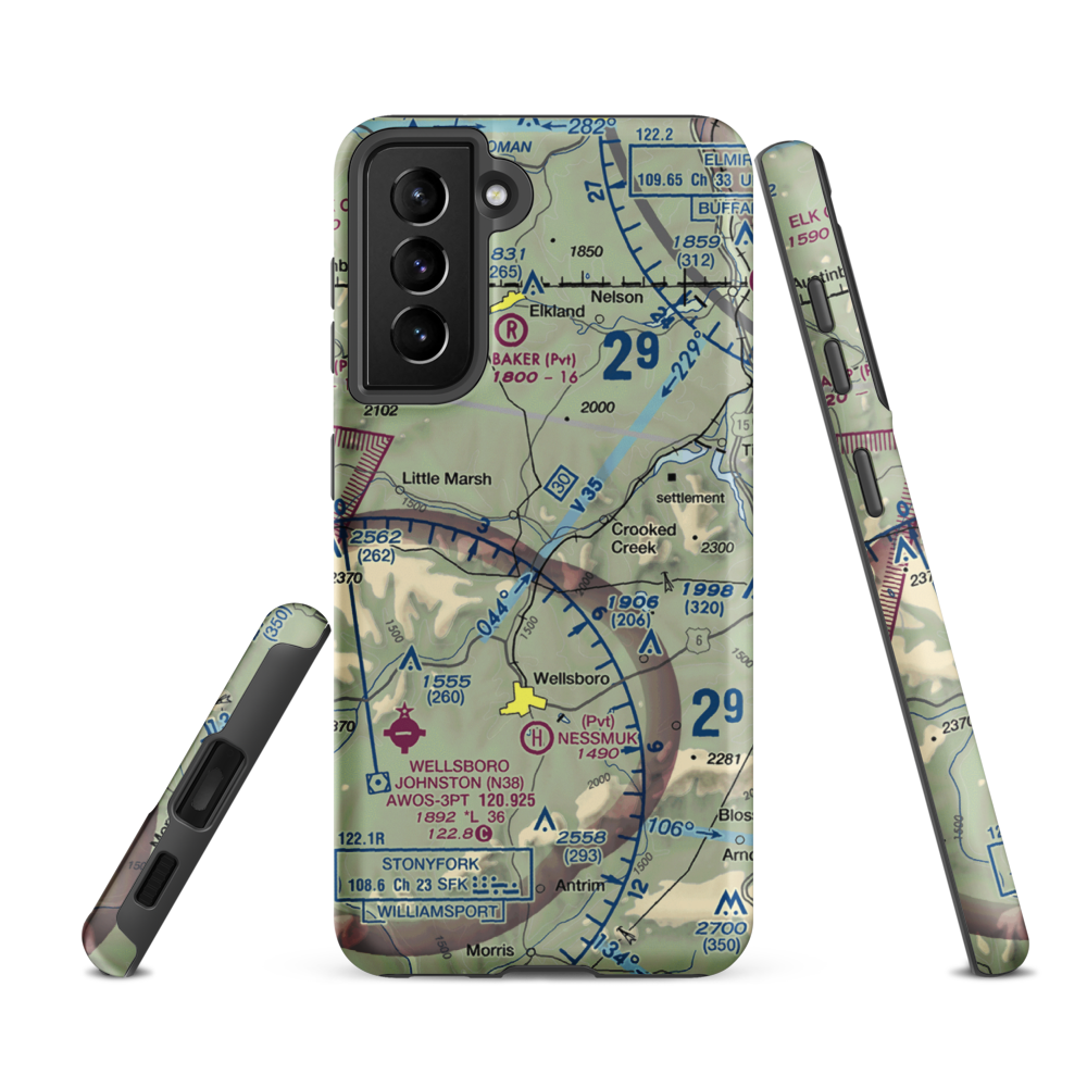 Middlebury Airport (8PS0) VFR Sectional Samsung Phone Case Samsung Galaxy S21 FE model shown